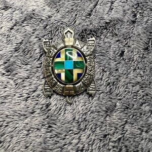 Carolyn Pollack Roderick Tenorio RMT Sterling 14K Gold Inlaid Turtle Brooch